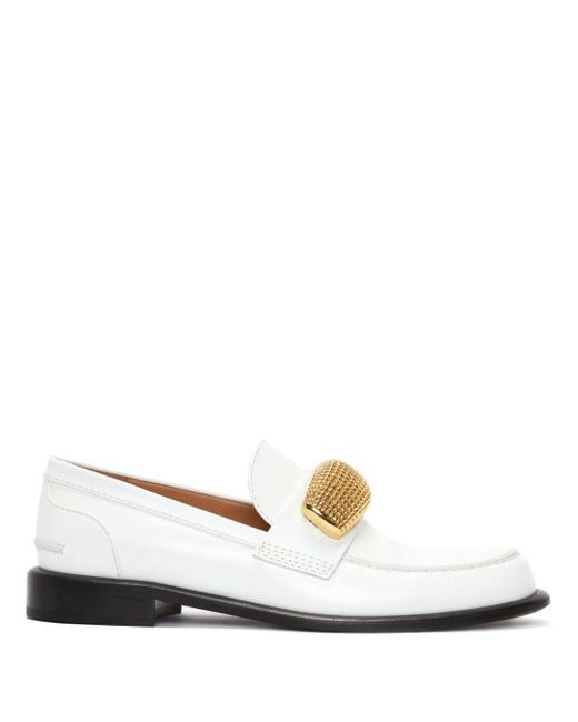 J.W. Anderson White Appliqué-detail Leather Loafers