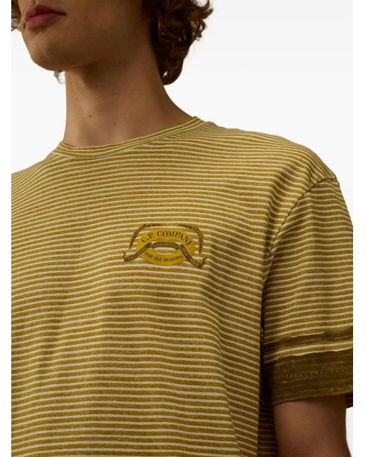 C P Company Green Striped Short-Sleeve T-Shirt for men