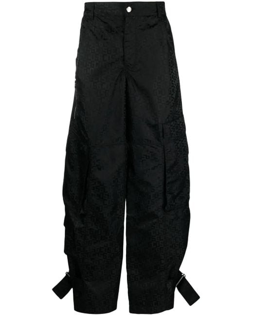 Gcds Black Monogram Ultracargo Wide-Leg Trousers for men