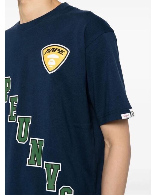 Aape By A Bathing Ape Blue Moonface Logo Printed Tee for men