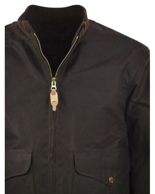 Ceccarelli Black Waxed-Cotton Bomber Jacket for men