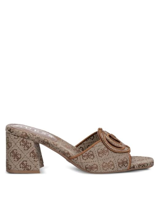 Guess Brown Gals Mules mit Logo-Muster 65mm