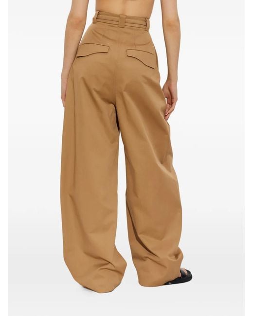 Sportmax Natural Pleated Belted Trousers