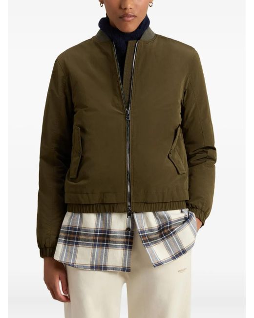 Woolrich Green Ribbed-Cuff Bomber Jacket