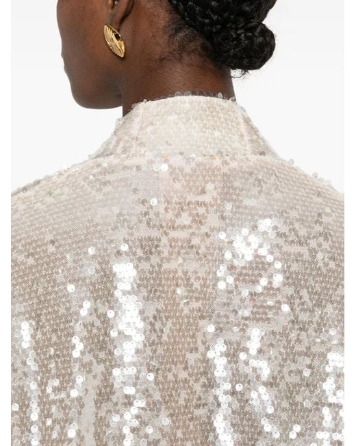 Forte_forte White Manteau À Sequins Brodés