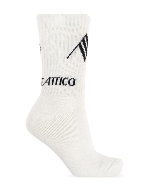The Attico White Logo Socks