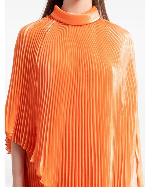 Gemy Maalouf Orange Pleated Asymmetric Dress