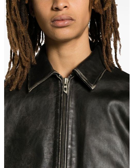 DIESEL Black L-stoller-treat Leather Jacket for men