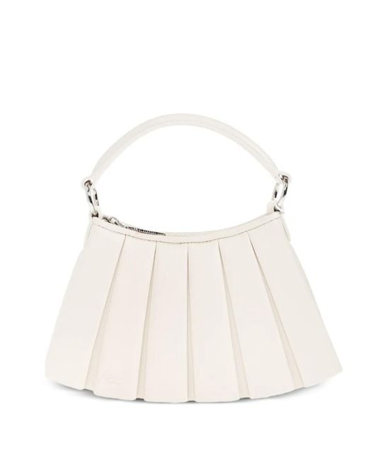 Lacoste White Small Lenglen Pleated Tote Bag