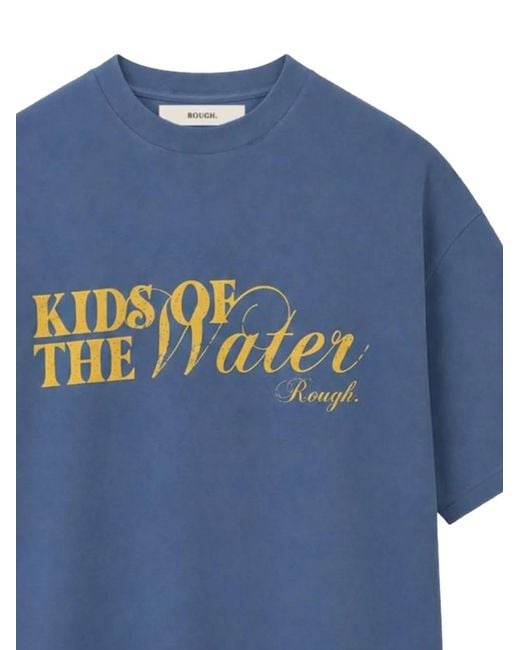 ROUGH Blue Water Logo-Print Crew-Neck T-Shirt