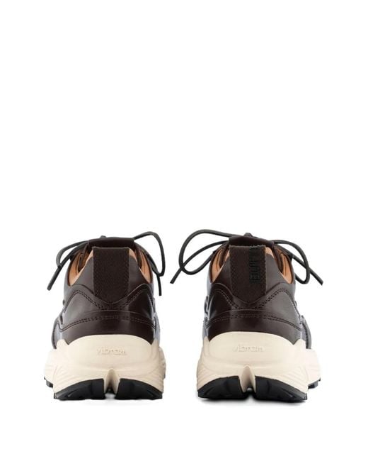 Buttero Black Vinci Perforated Lace-Up Leather Sneakers for men