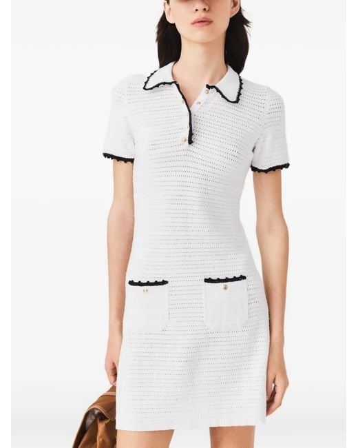 Maje White Contrast-Trim Mini Dress