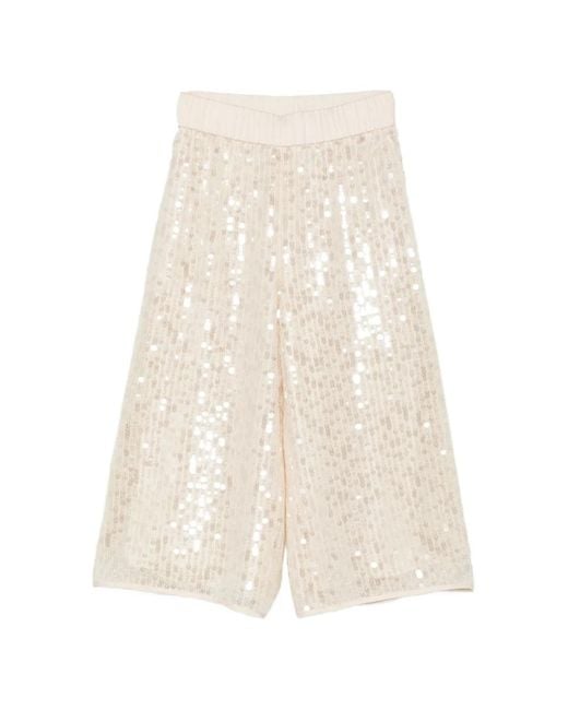Peserico White Sequin-Embellished Pocket Trousers