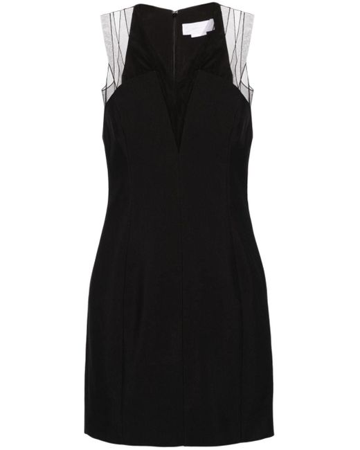 Genny Mini-jurk Met Tulen Vlakken in het Black