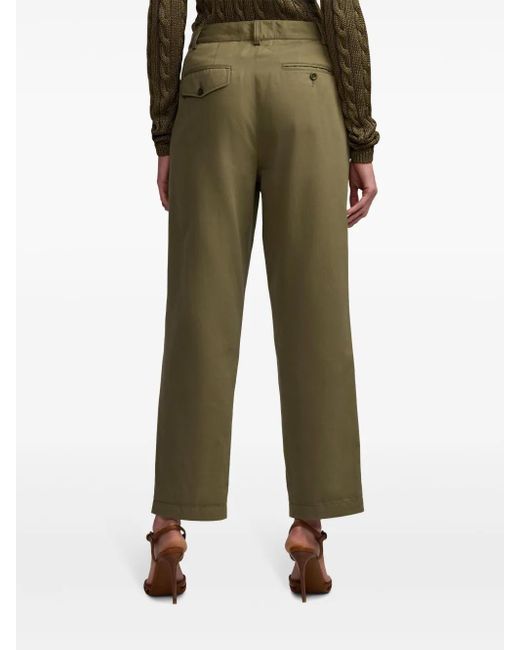Ralph Lauren Green Pleated Wide-Leg Trousers