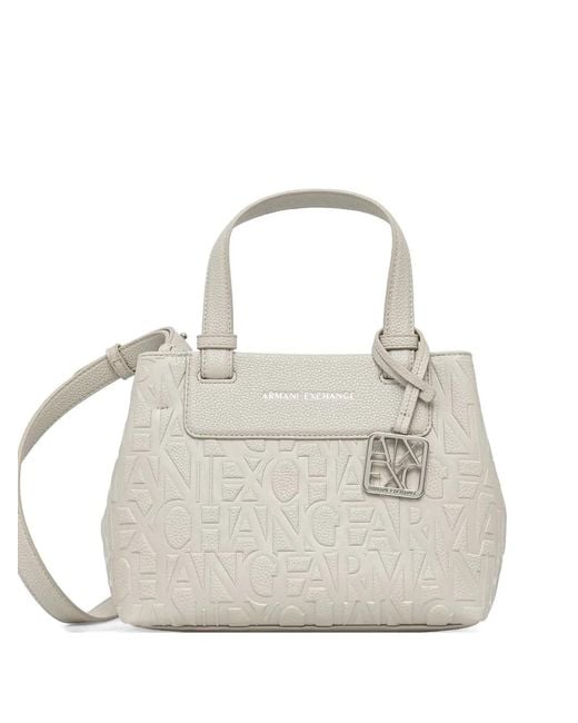 ARMANI EXCHANGE White Logo-Embossed Tote Bag