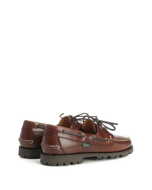 Paraboot Brown Laced Stitched Loafers for men