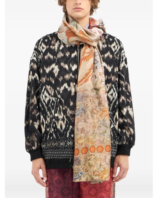 Pierre Louis Mascia Natural Floral-Pattern Rectangular-Shape Scarf