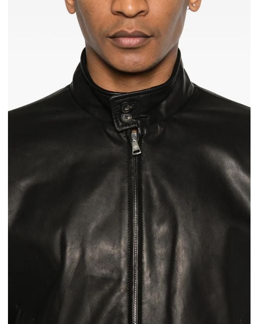 Tagliatore Black Ice Leather Jacket for men