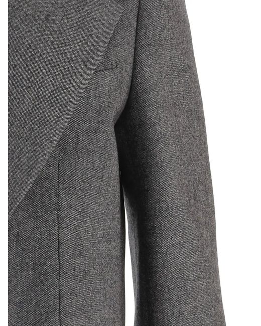 Sa Su Phi Gray Peak-Lapels Cropped Blazer