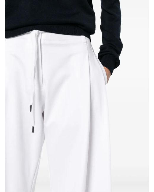 Brunello Cucinelli White Pleat-Detail Cropped Trousers