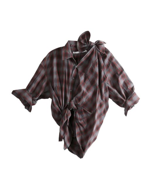 Alexander Wang Brown Plaid One-Shoulder Shirt