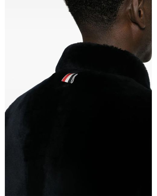 Thom Browne Black Faux-Fur Leather Jacket for men