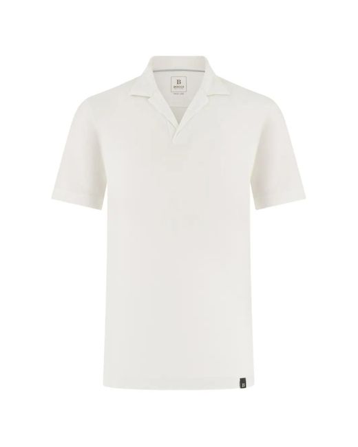 Boggi White Linen Blend Polo Shirt for men