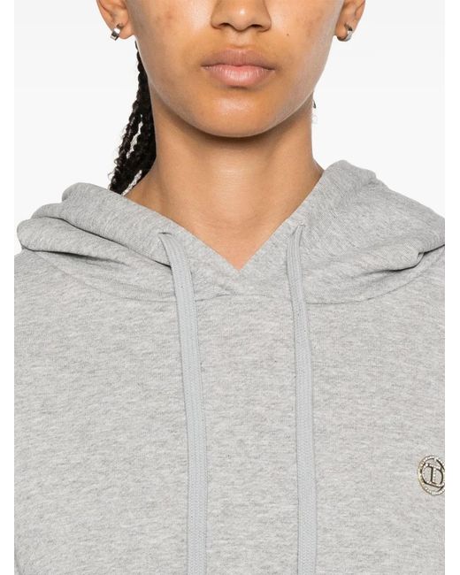 Twinset Gray Logo-Plaque Hoodie