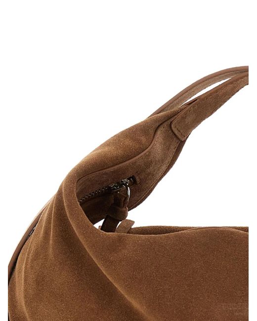 FEDERICO CINA Brown Drapierte Tortellino Wildleder-Schultertasche