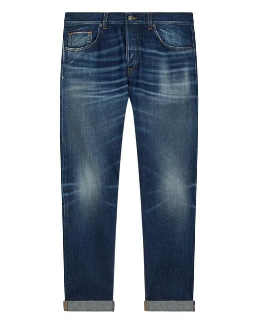 Dondup Blue Logo-Patch Trousers for men