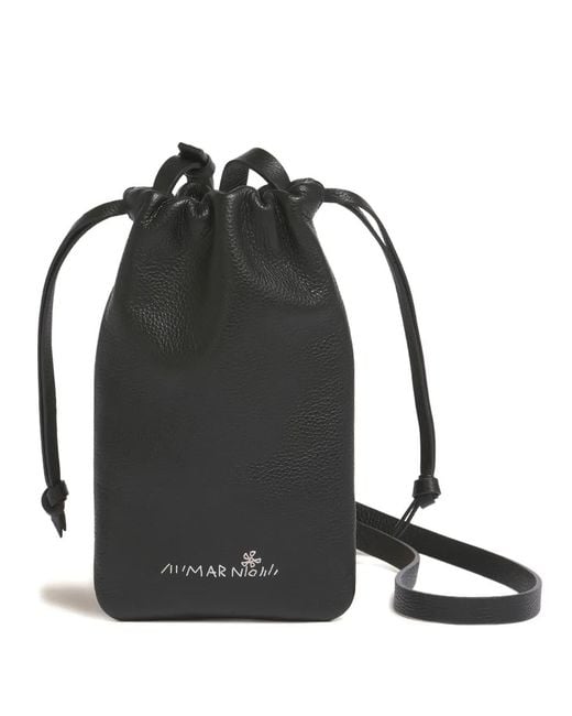 Marni Black Embroidered-Logo Phone Holder