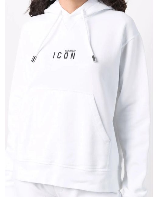 DSquared² White Logo Drawstring Hoodie