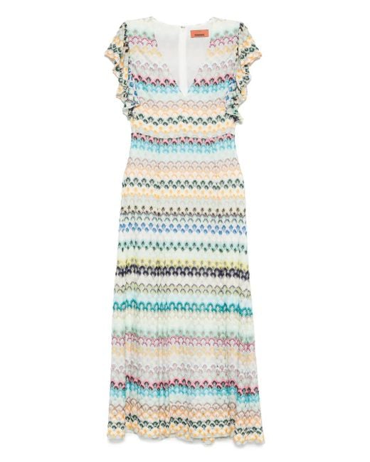 Abito Midi Con Scollo A V di Missoni in Blue