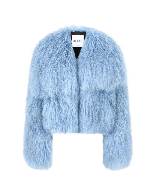 The Attico Blue Textured Bomber Jacket
