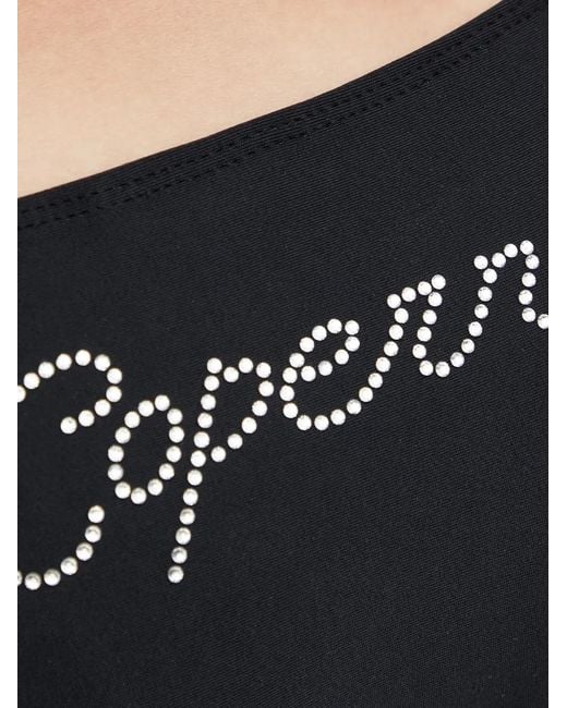 Coperni Black Crystal-Logo Bikini Bottoms