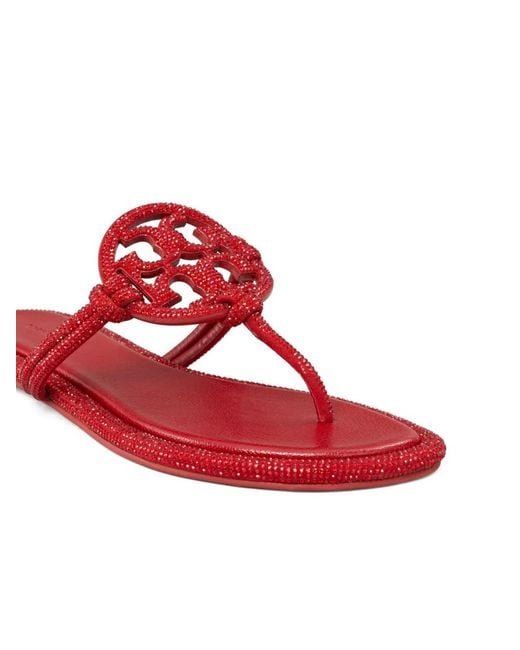 Tory Burch Red Miller Pavé Knotted Sandals
