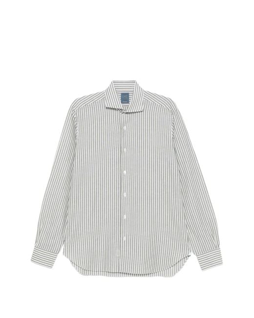 Barba Napoli White Striped Shirt for men