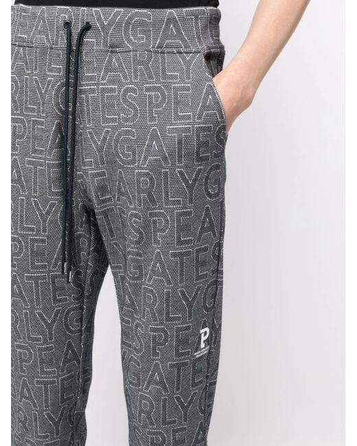 PEARLY GATES Gray Logo-Print Drawstring Track Pants for men