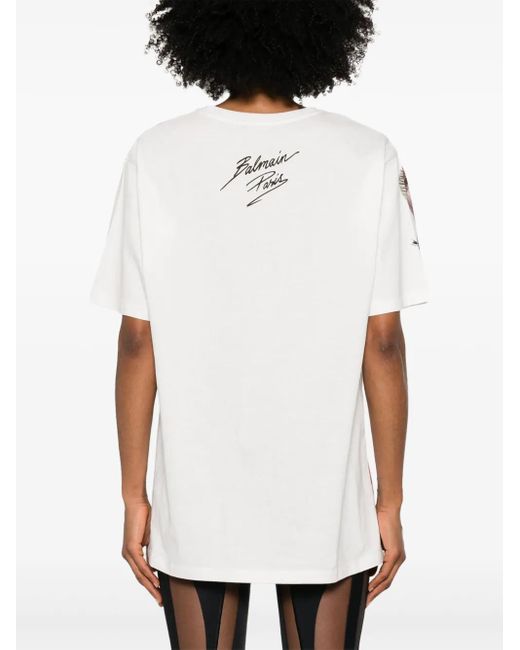 Balmain プリント Tシャツ White