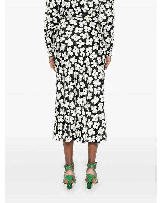 MSGM White Midirock Mit Blumen-Print