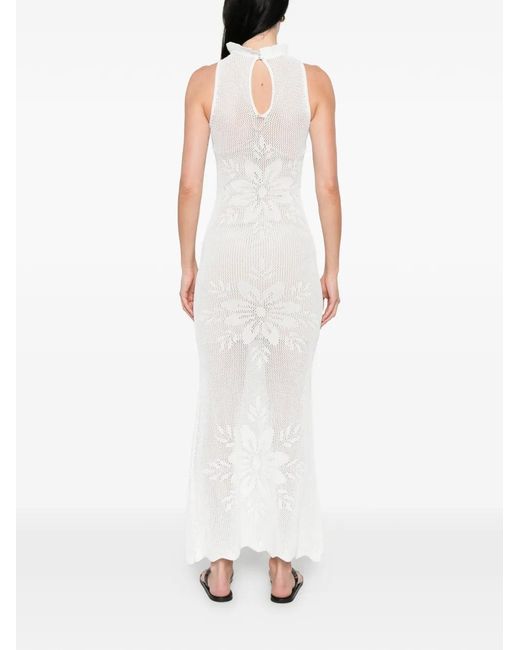 Twinset White Maxi Floral Sleeveless Dress