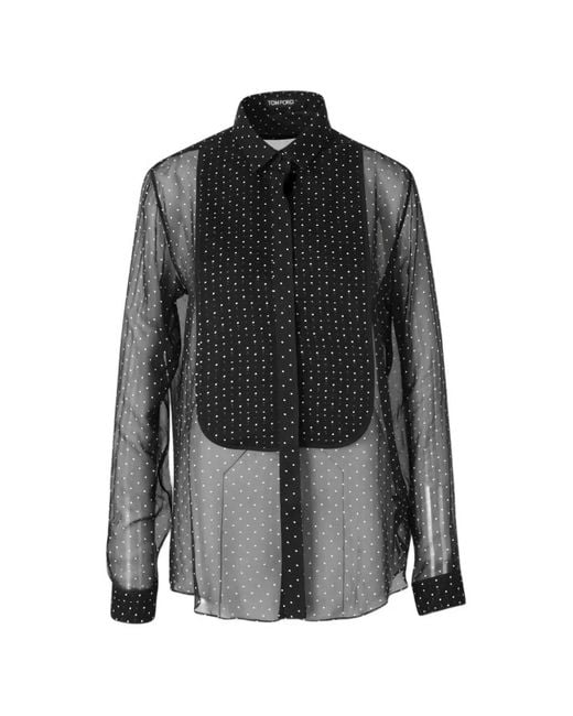Tom Ford Black Polka-Dot Sheer Shirt
