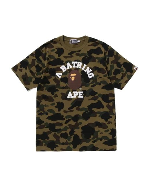 A Bathing Ape Green Camouflage Logo T-shirt for men