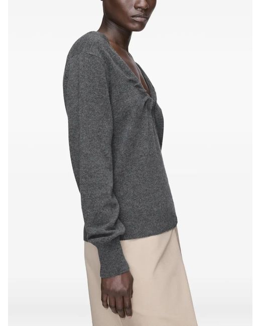 Maison Margiela Gray Gathered V-Neck Jumper