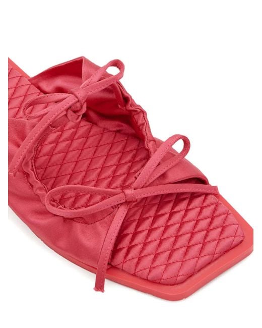Carlotha Ray Red Quilted Bow Flat Sandals