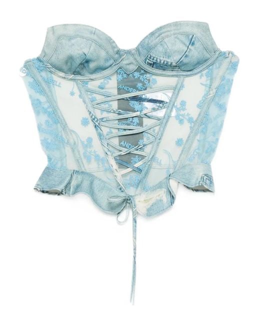ANDERSSON BELL Blue Korsett mit Jeans-Print