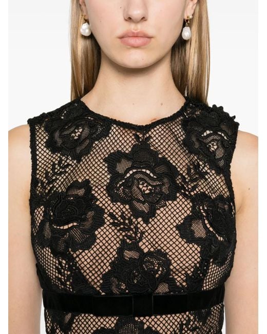 Self-Portrait Black Floral Lace Mini Dress