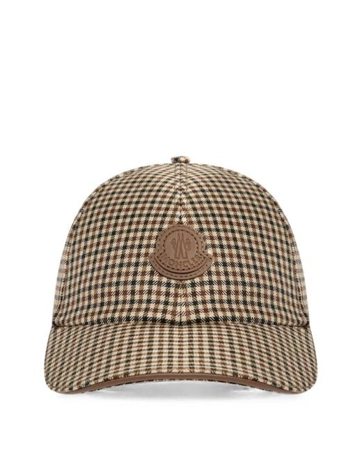 Moncler Natural Check Wool Baseball Cap for men