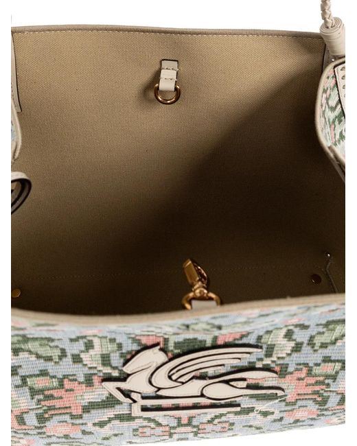 Etro White Printed Pegasus Tote Bag